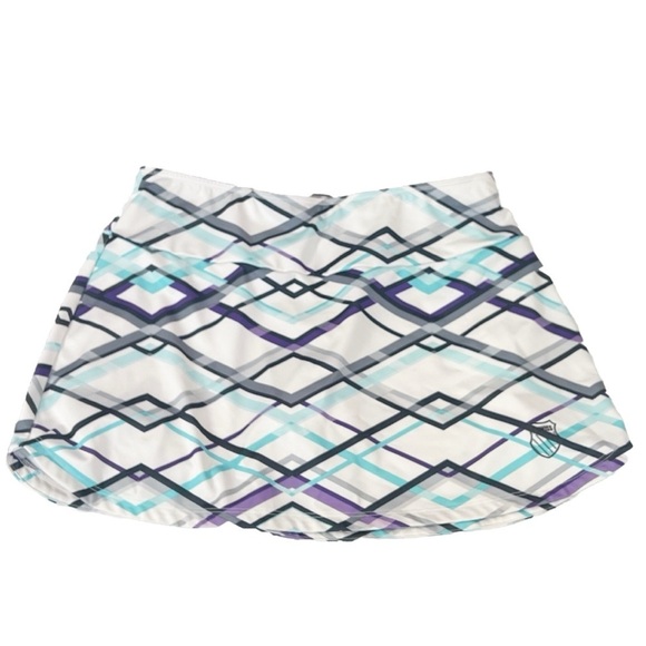K-SWISS Plaid Skort Lined White Black Blue Purple Women’s Small Pull On Stretchy - Picture 1 of 9
